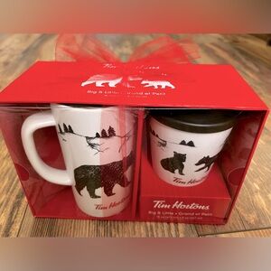 Tim Horton’s Big and Little Bear Coffee Mug Set 2018 Limited Edition 16 and 8 oz